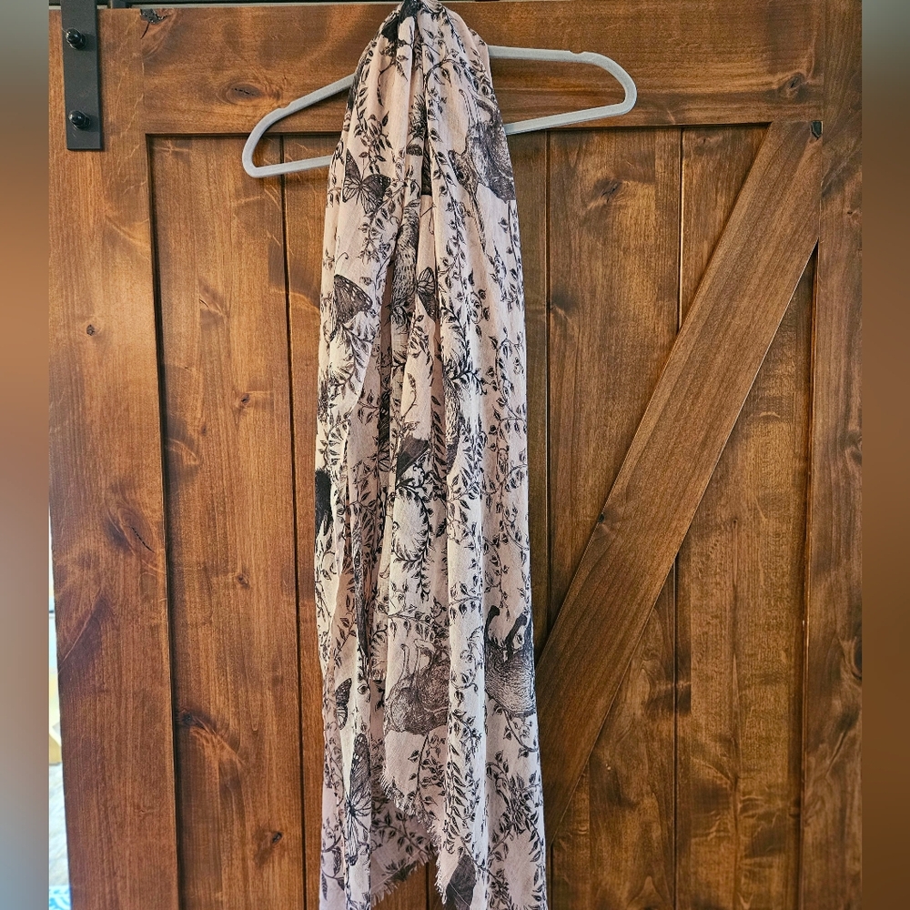 Large H&M Woodland Animals Scarf Blush